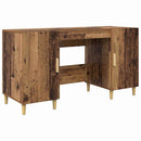 vidaXL Asztal polcokkal tárolóval Öreg fa 140 x 50 x 75 cm Faanyag