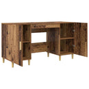 vidaXL Asztal polcokkal tárolóval Öreg fa 140 x 50 x 75 cm Faanyag