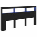 vidaXL Fejtámla polcokkal Fekete tölgy 200 x 17 x 102 cm Faanyag