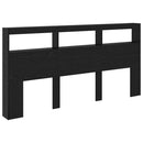 vidaXL Fejtámla polcokkal Fekete tölgy 200 x 17 x 102 cm Faanyag