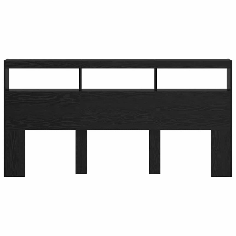 vidaXL Fejtámla polcokkal Fekete tölgy 200 x 17 x 102 cm Faanyag