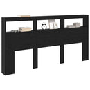 vidaXL Fejtámla polcokkal Fekete tölgy 200 x 17 x 102 cm Faanyag
