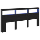 vidaXL Fejtámla polcokkal Fekete tölgy 220 x 17 x 102 cm Faanyag