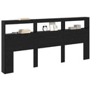 vidaXL Fejtámla polcokkal Fekete tölgy 220 x 17 x 102 cm Faanyag