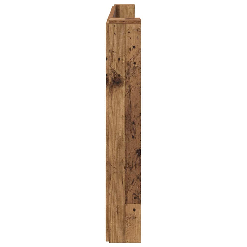 vidaXL Fejtámla LED -es lámpákkal Öreg fa 200 x 15 x 103,5 cm Faanyag