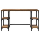 vidaXL Asztal polcokkal tárolóval Öreg fa 140 x 50 x 75 cm Faanyag