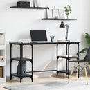 vidaXL Asztal polcokkal Fekete tölgy 140 x 50 x 75 cm Faanyag