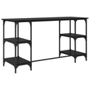 vidaXL Asztal polcokkal Fekete tölgy 140 x 50 x 75 cm Faanyag