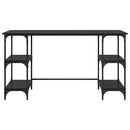 vidaXL Asztal polcokkal Fekete tölgy 140 x 50 x 75 cm Faanyag