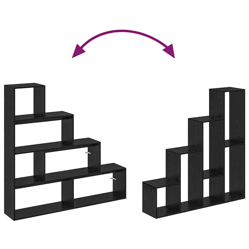 vidaXL Szobaelválasztó könyvespolc Fekete tölgy 143,5 x 29 x 143,5 cm