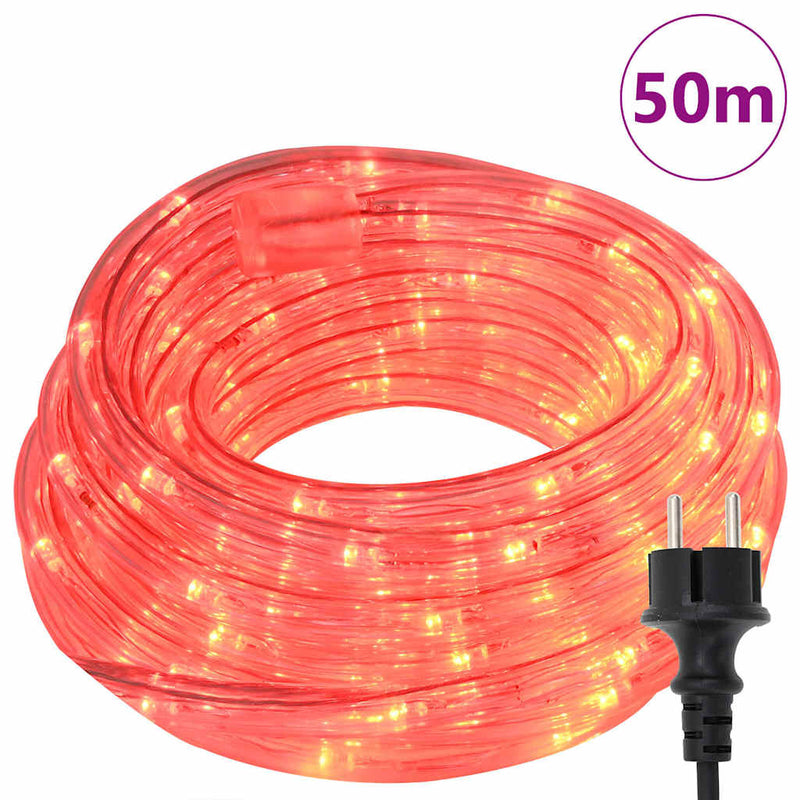 vidaXL Kötél világítás 1200 LED-del Piros 50 m PVC