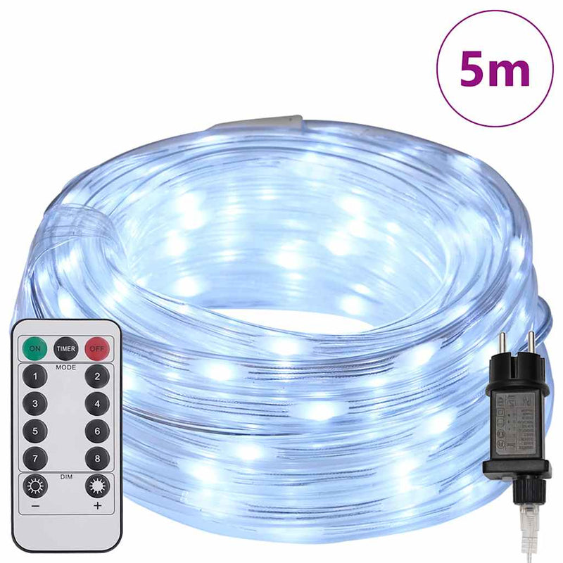 vidaXL Kötél világítás 120 LED-del Hideg Fehér 5 m PVC
