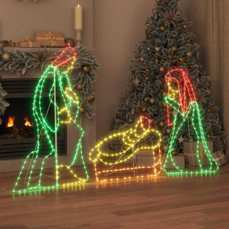 vidaXL Világító Betlehemi Jelenet 550 LED-del Sokszínű 112 x 72 cm PVC