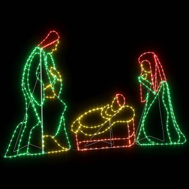 vidaXL Világító Betlehemi Jelenet 550 LED-del Sokszínű 112 x 72 cm PVC