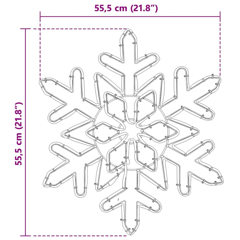 vidaXL Karácsonyi Hópehely 156 LED-del Kék 55,5 x 55,5 x 0,75 cm PVC