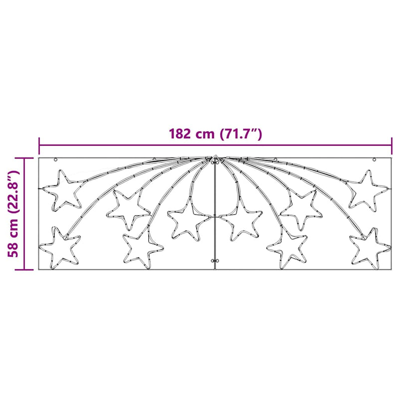 vidaXL Karácsonyi Csillag 432 LED-del Sokszínű 180 x 57 cm PVC