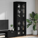 vidaXL Magasfiú FLORIN 60 x 35 x 182 cm Fekete Szerelt Fa