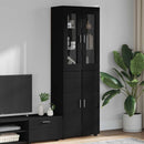 vidaXL Magasfiú FLORIN 60 x 35 x 182 cm Fekete Szerelt Fa