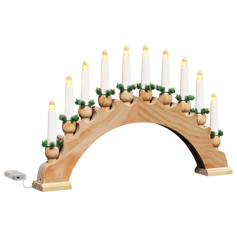 vidaXL Karácsonyi gyertyatartó ív 10 LED gyertyával Barna