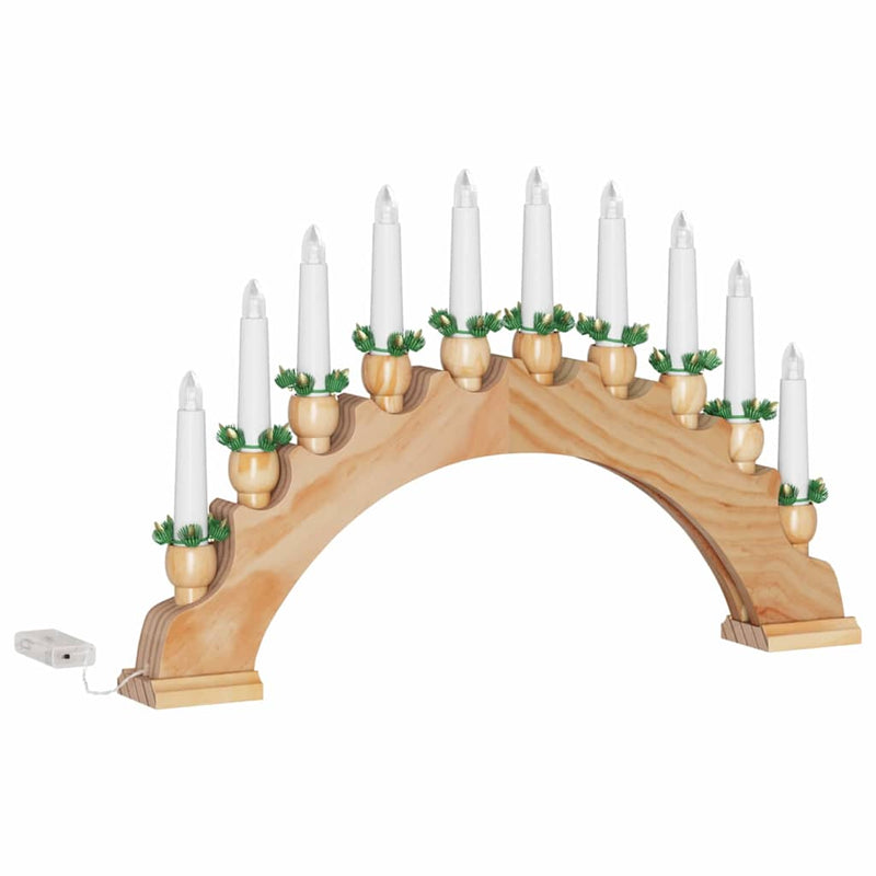 vidaXL Karácsonyi gyertyatartó ív 10 LED gyertyával Barna