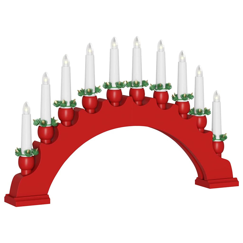 vidaXL Karácsonyi gyertyatartó ív 10 LED gyertyával Piros
