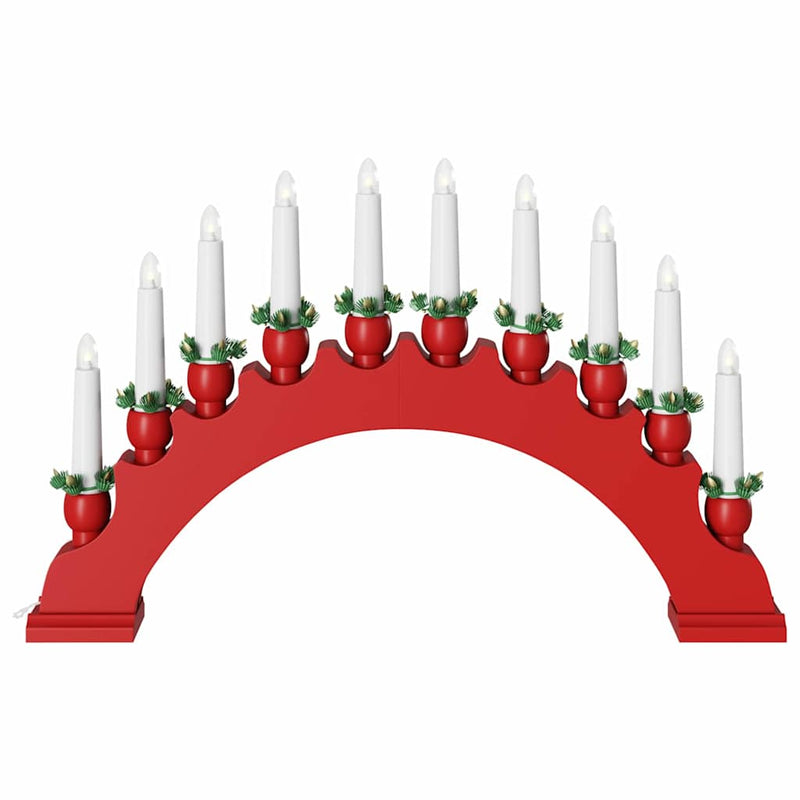 vidaXL Karácsonyi gyertyatartó ív 10 LED gyertyával Piros