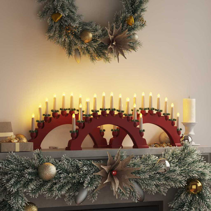 vidaXL Karácsonyi gyertyatartó ív 10 LED gyertyával 3 pcs Piros