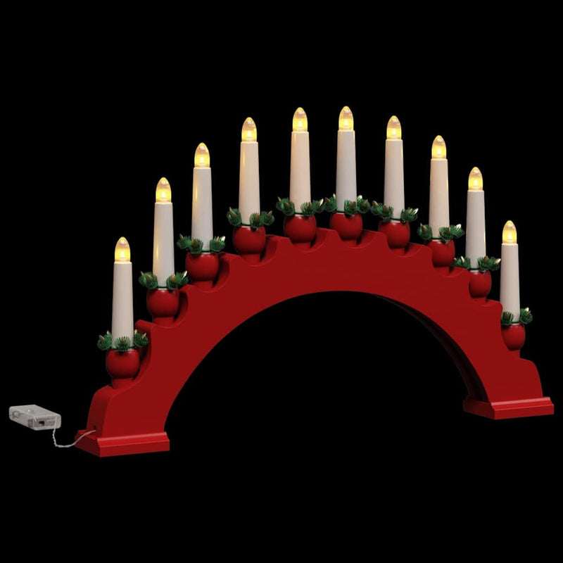 vidaXL Karácsonyi gyertyatartó ív 10 LED gyertyával 3 pcs Piros