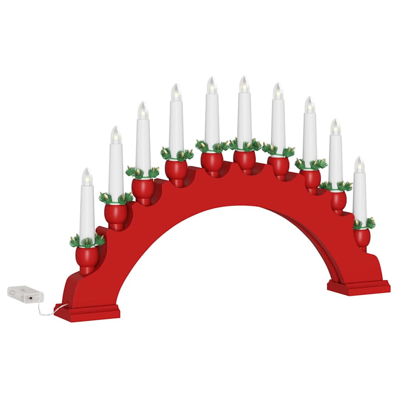 vidaXL Karácsonyi gyertyatartó ív 10 LED gyertyával 3 pcs Piros
