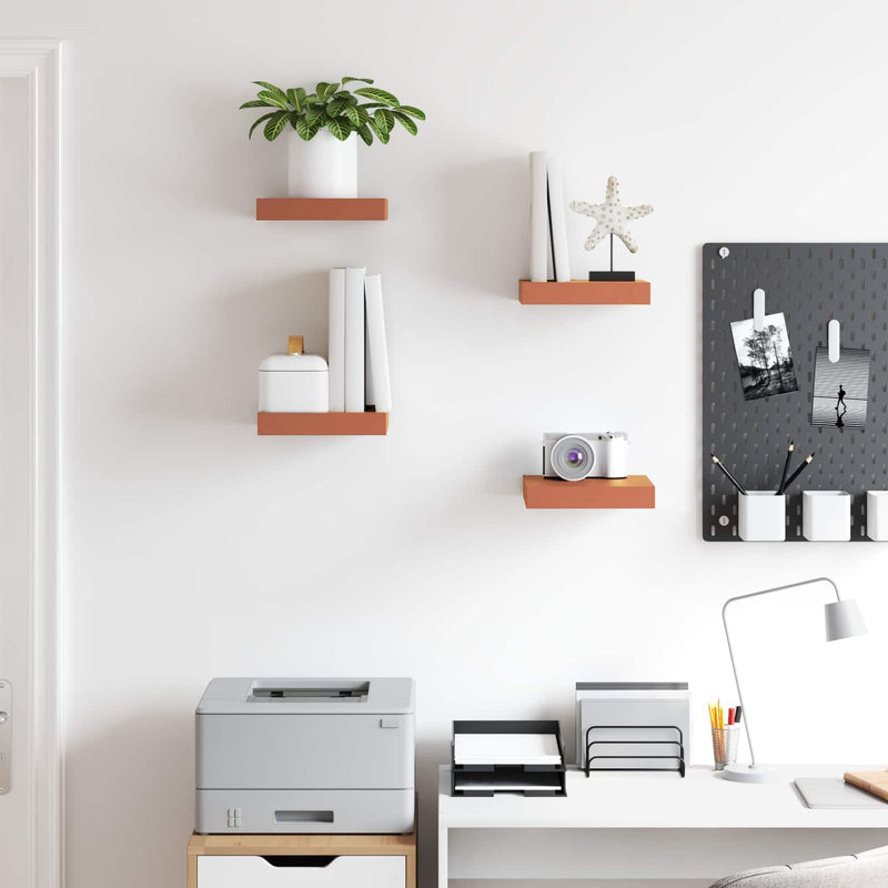 vidaXL Falpolc Falra szerelhető 4 pcs Piros 23 x 23,5 x 4 cm Faanyag