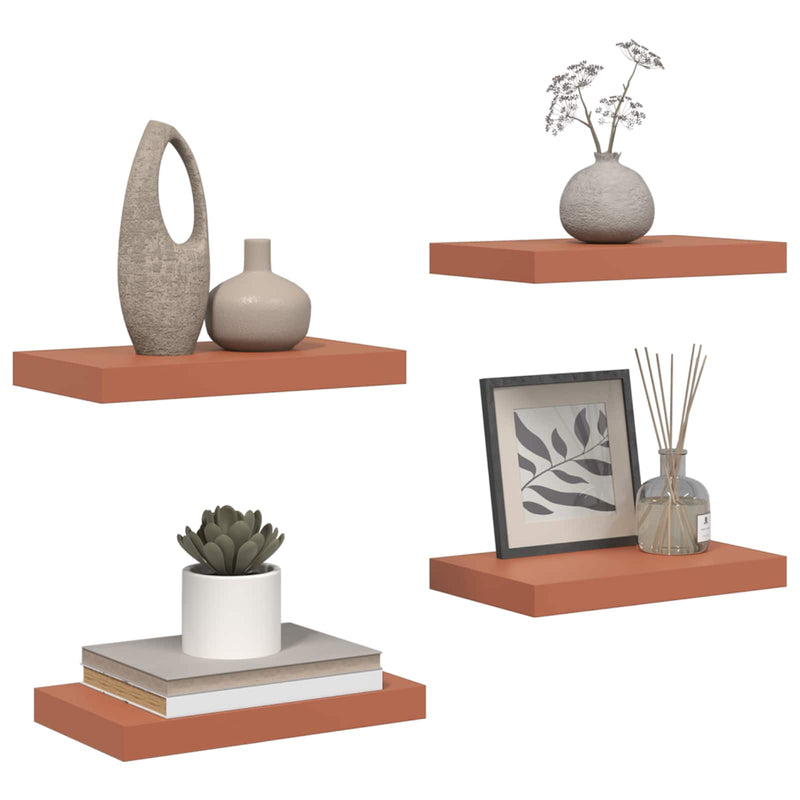 vidaXL Falpolc Falra szerelhető 4 pcs Piros 40 x 23,5 x 4 cm Faanyag