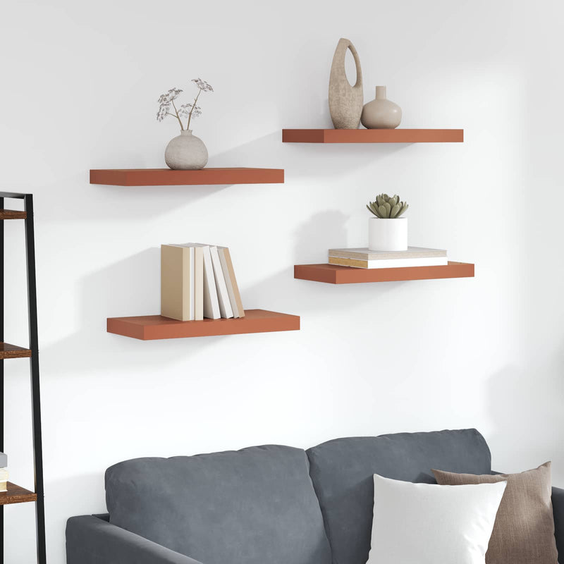 vidaXL Falpolc Falra szerelhető 4 pcs Piros 50 x 23 x 4 cm Faanyag