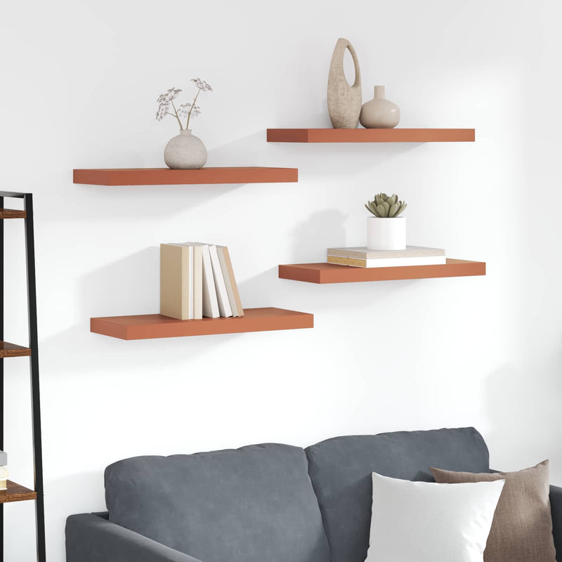 vidaXL Falpolc Falra szerelhető 4 pcs Piros 50 x 23 x 4 cm Faanyag