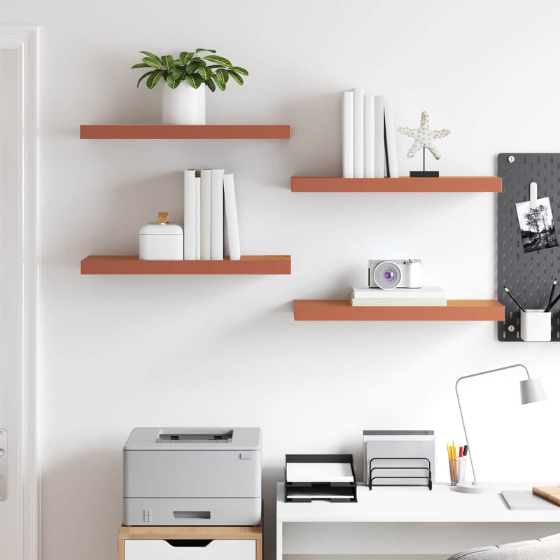 vidaXL Falpolc Falra szerelhető 4 pcs Piros 50 x 23 x 4 cm Faanyag