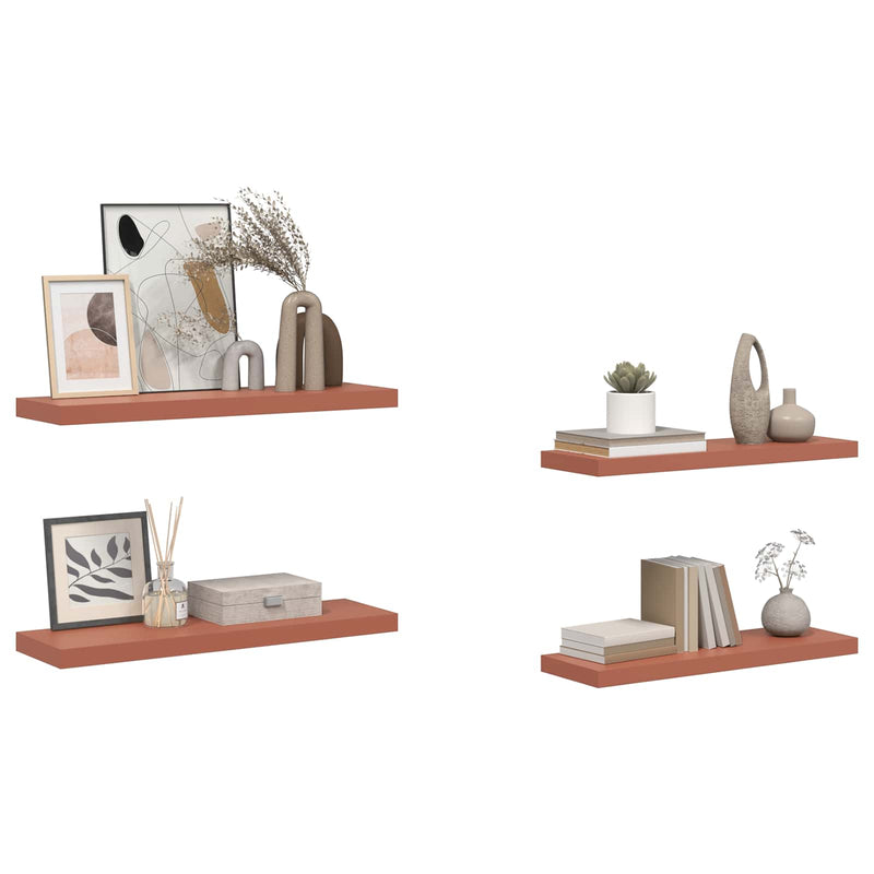 vidaXL Falpolc Falra szerelhető 4 pcs Piros 80 x 23,5 x 4 cm Faanyag