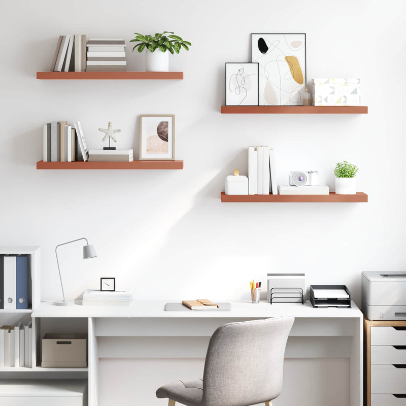 vidaXL Falpolc Falra szerelhető 4 pcs Piros 90 x 23,5 x 4 cm Faanyag