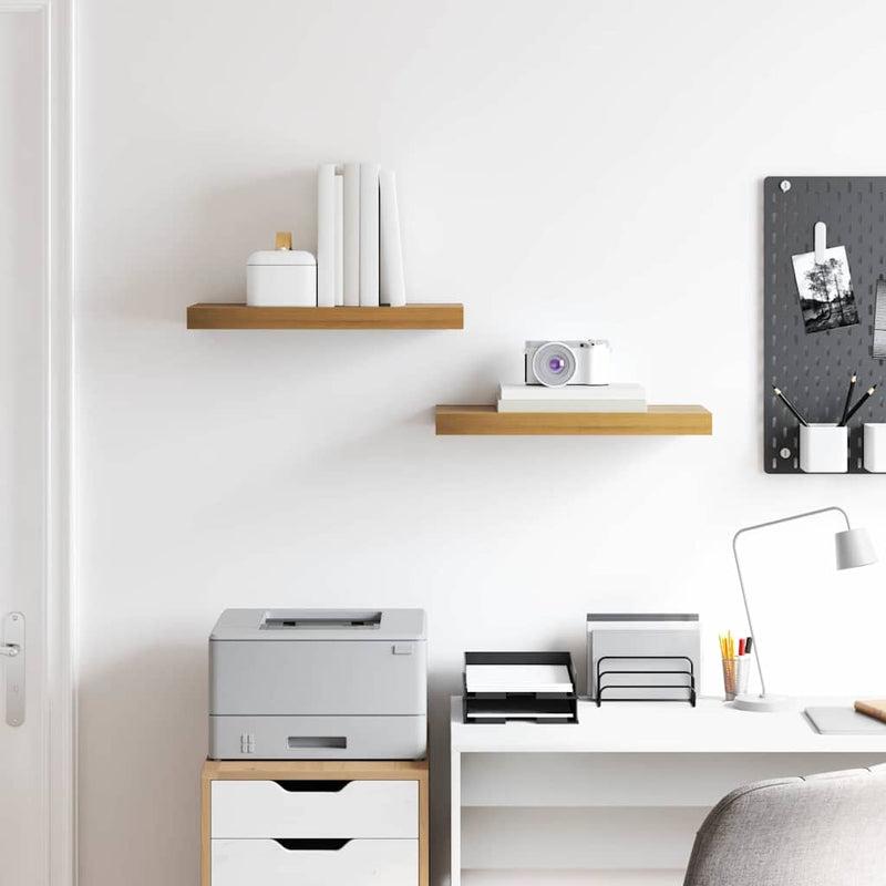 vidaXL Falpolc Falra szerelhető 2 pcs Barna 50 x 23 x 4 cm Faanyag