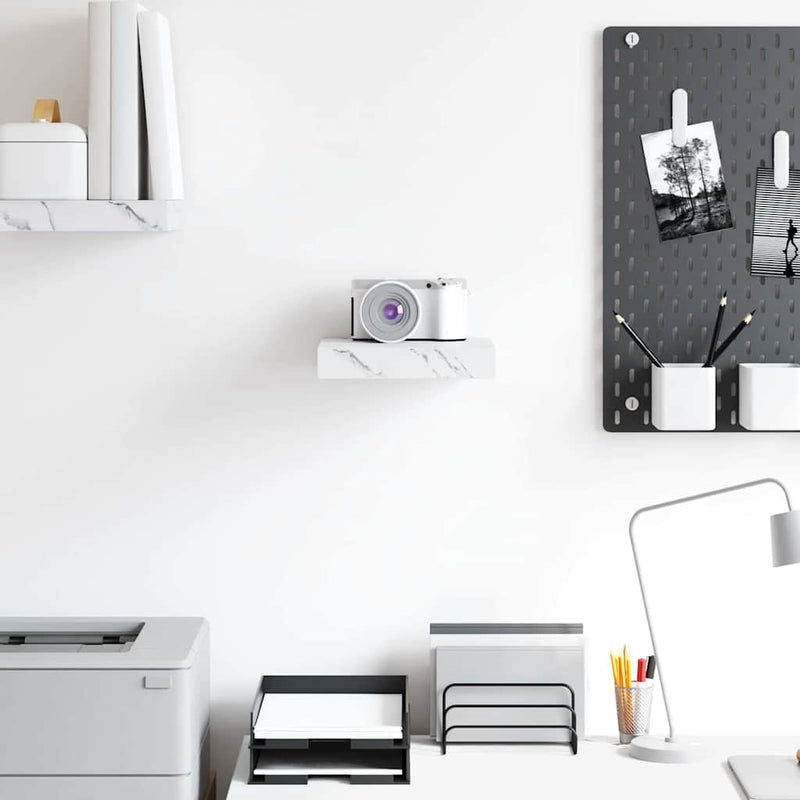 vidaXL Falpolc Falra szerelhető Fehér márvány 23 x 23,5 x 4 cm Faanyag