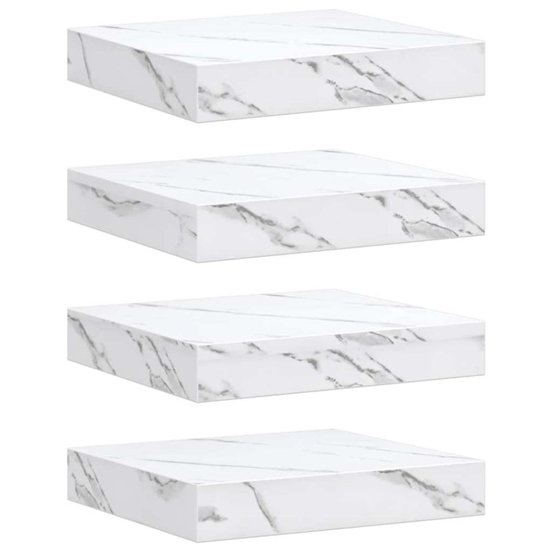 vidaXL Falpolc tárolóval 4 pcs Fehér márvány 23 x 23,5 x 4 cm Faanyag
