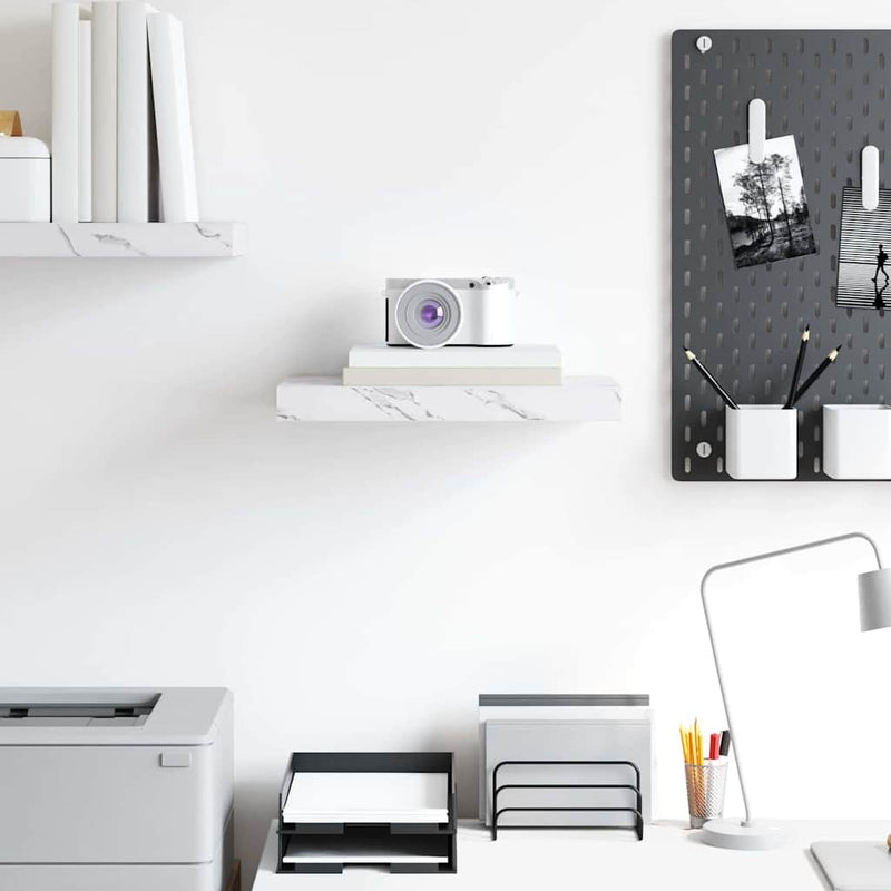 vidaXL Falpolc Falra szerelhető Fehér márvány 40 x 23,5 x 4 cm Faanyag