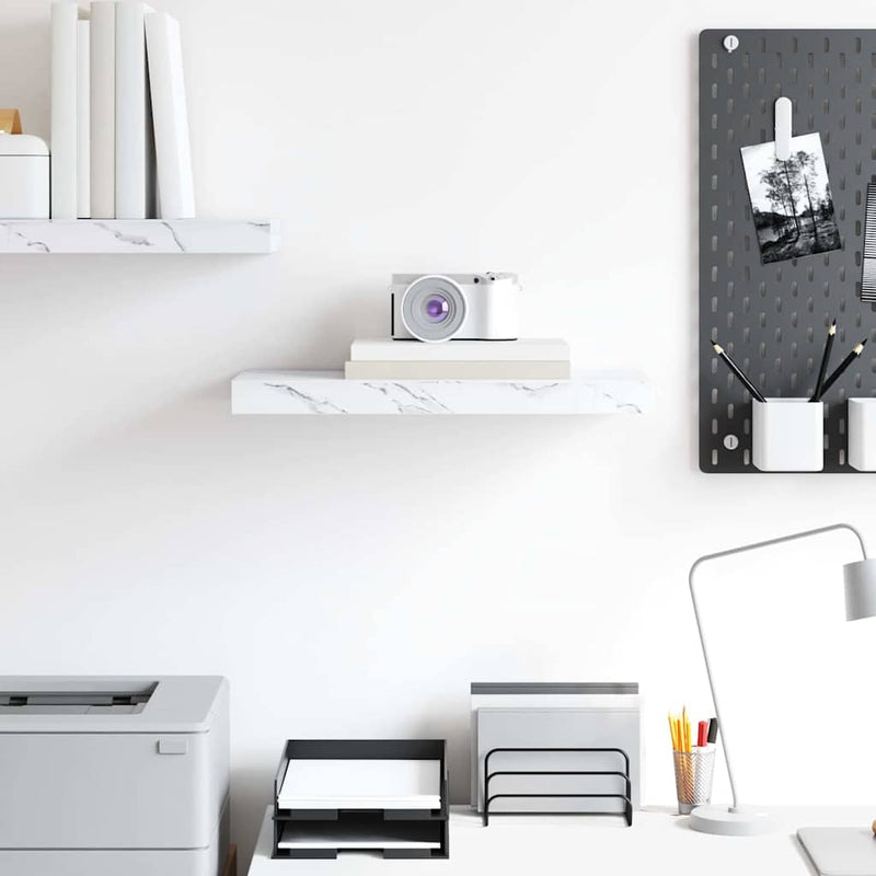 vidaXL Falpolc Falra szerelhető Fehér márvány 50 x 23 x 4 cm Faanyag