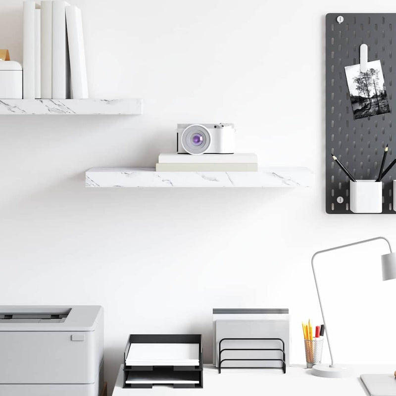 vidaXL Falpolc Falra szerelhető Fehér márvány 50 x 23 x 4 cm Faanyag