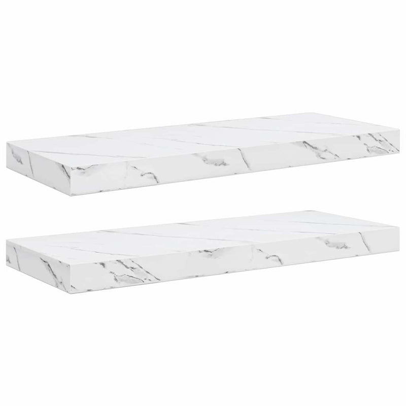 vidaXL Falpolc tárolóval 2 pcs Fehér márvány 60 x 23,5 x 4 cm Faanyag