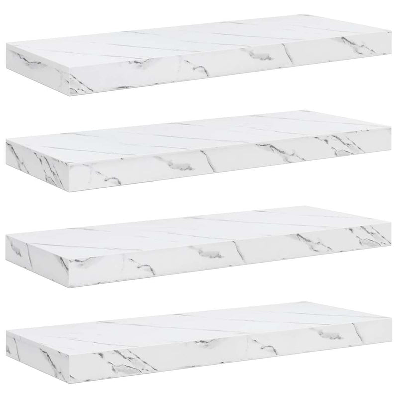 vidaXL Falpolc tárolóval 4 pcs Fehér márvány 50 x 23 x 4 cm Faanyag