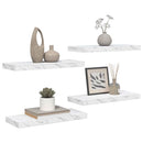 vidaXL Falpolc tárolóval 4 pcs Fehér márvány 60 x 23 x 4 cm Faanyag