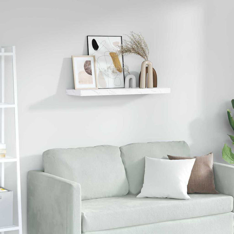 vidaXL Falpolc Falra szerelhető Fehér márvány 80 x 23,5 x 4 cm Faanyag