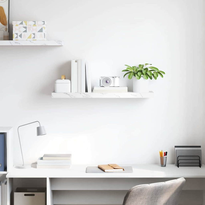 vidaXL Falpolc Falra szerelhető Fehér márvány 80 x 23,5 x 4 cm Faanyag