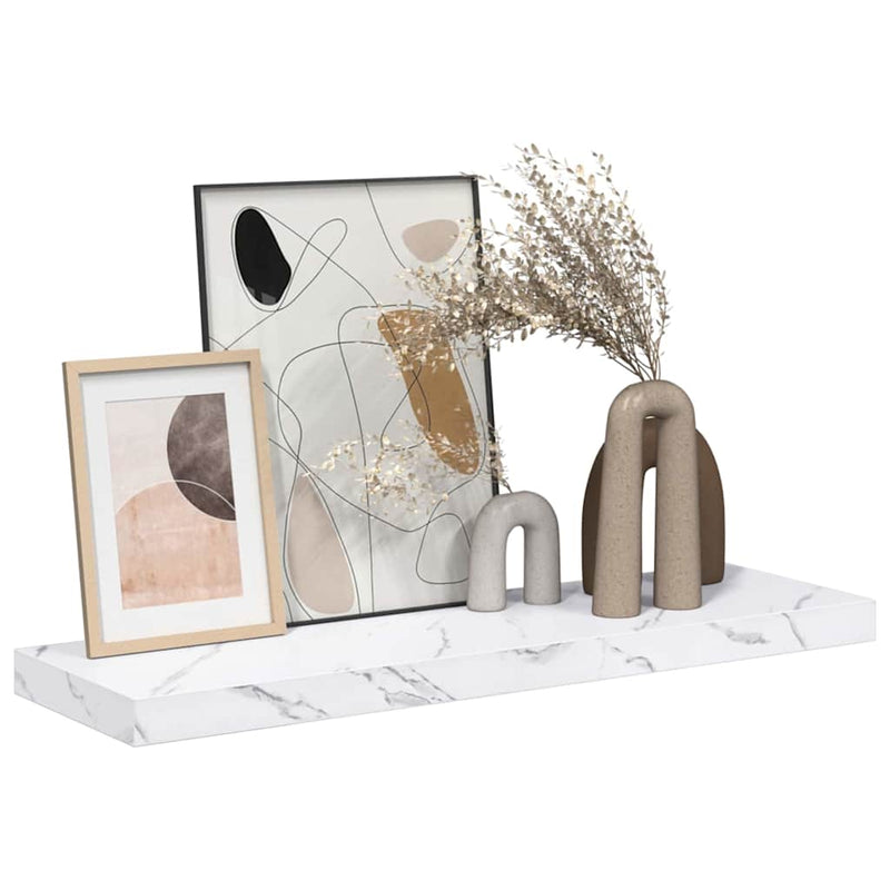 vidaXL Falpolc Falra szerelhető Fehér márvány 80 x 23,5 x 4 cm Faanyag