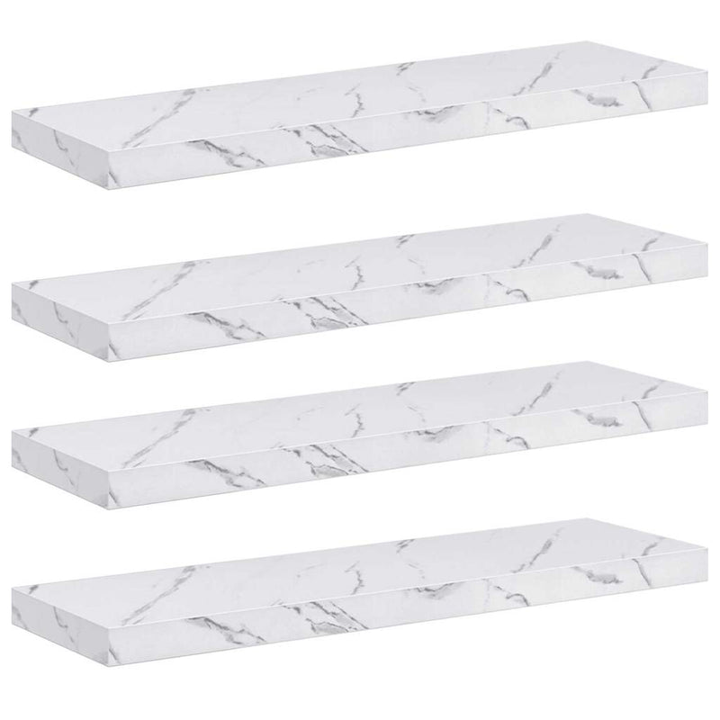 vidaXL Falpolc tárolóval 4 pcs Fehér márvány 80 x 23,5 x 4 cm Faanyag