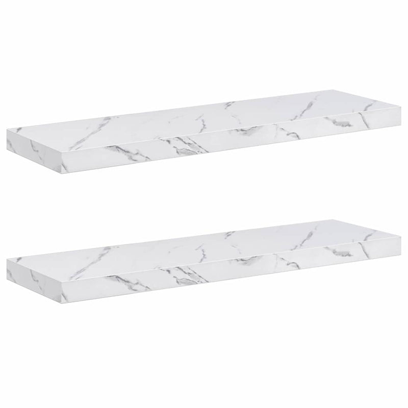 vidaXL Falpolc tárolóval 2 pcs Fehér márvány 90 x 23,5 x 4 cm Faanyag